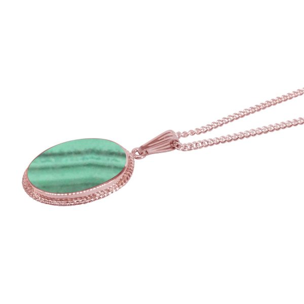 Rose Gold Malachite Oval Pendant