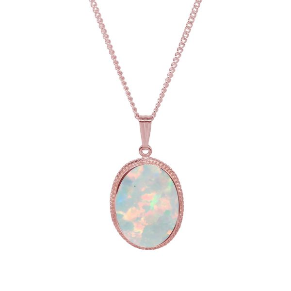 Rose Gold Opalite Sun Ice Oval Pendant