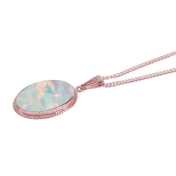 Rose Gold Opalite Sun Ice Oval Pendant