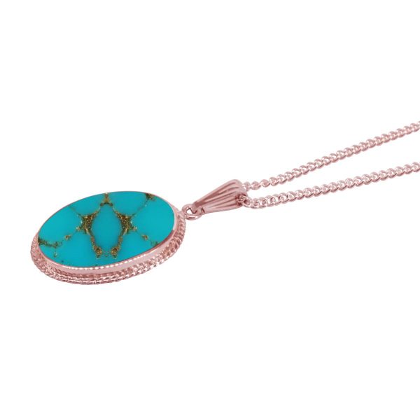 Rose Gold Turquoise Oval Pendant