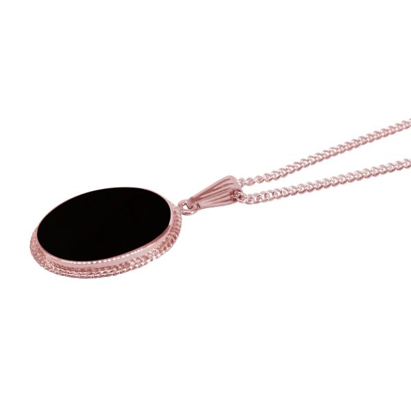 Rose Gold Whitby Jet Oval Pendant