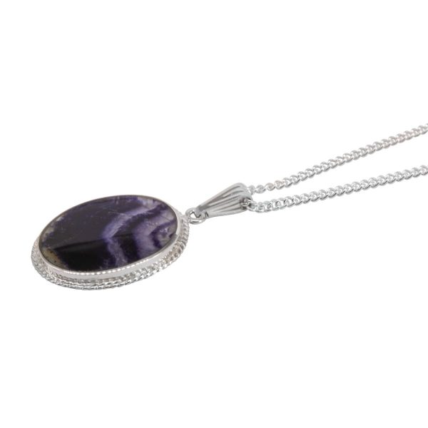 Silver Blue John Oval Pendant