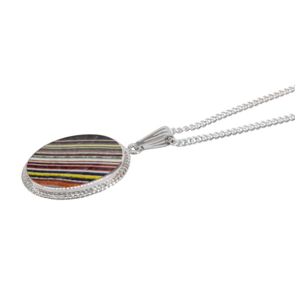 Silver Fordite Oval Pendant