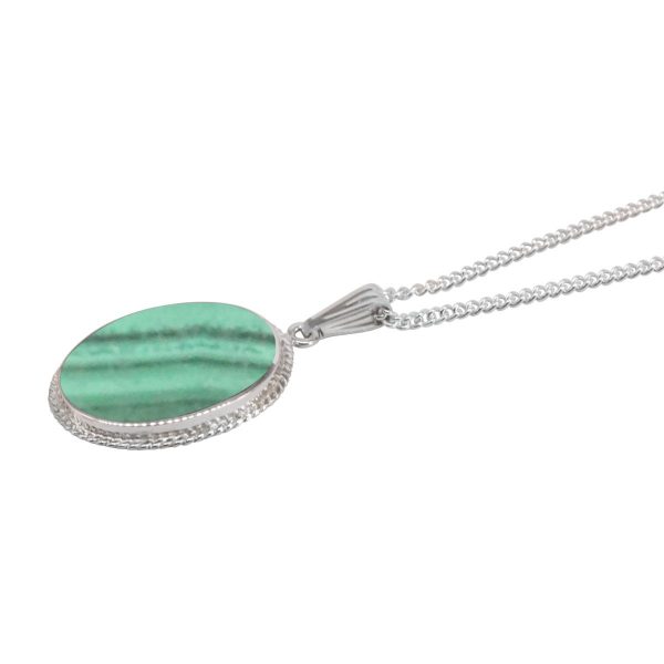 Silver Malachite Oval Pendant