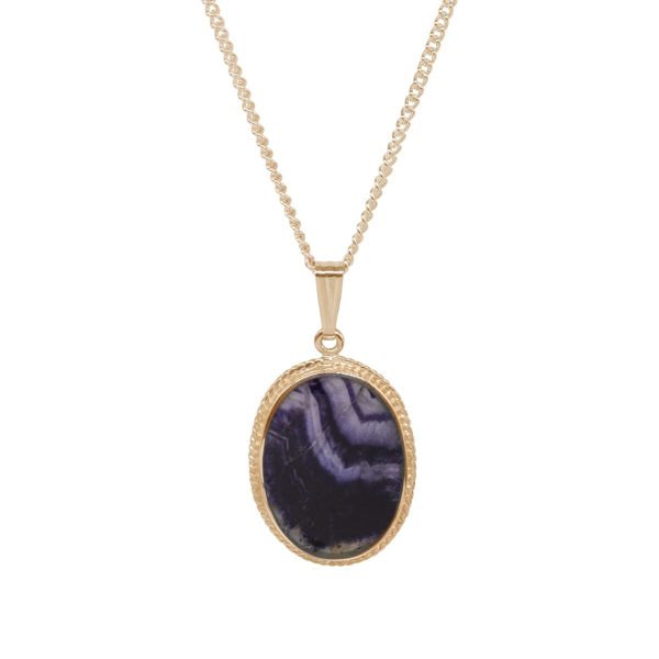 Yellow Gold Blue John Oval Pendant