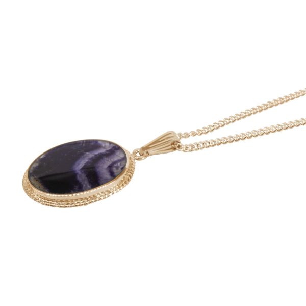 Yellow Gold Blue John Oval Pendant