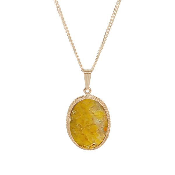 Yellow Gold Bumblebee Jasper Oval Pendant