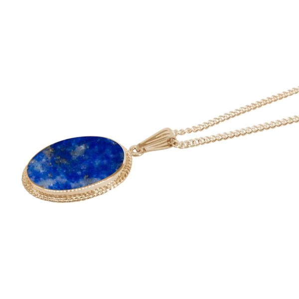 Yellow Gold Lapis Oval Pendant