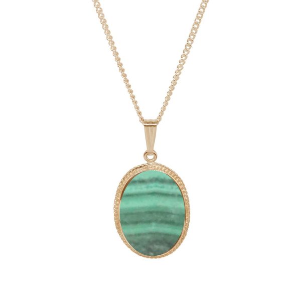 Yellow Gold Malachite Oval Pendant