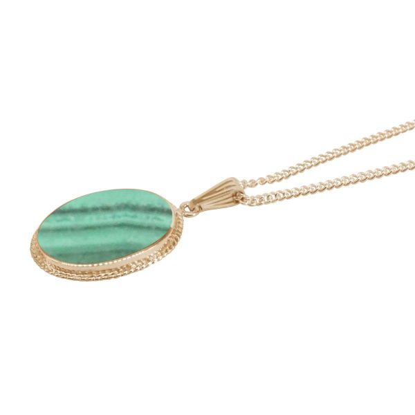 Yellow Gold Malachite Oval Pendant