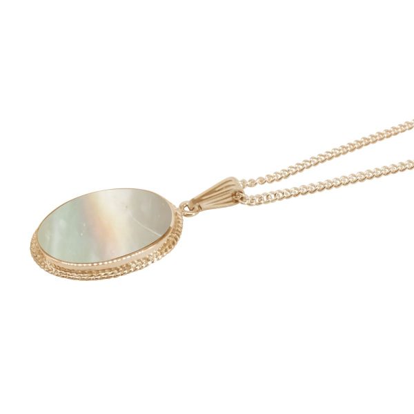 Yellow Gold Mother of Pearl Oval Pendant