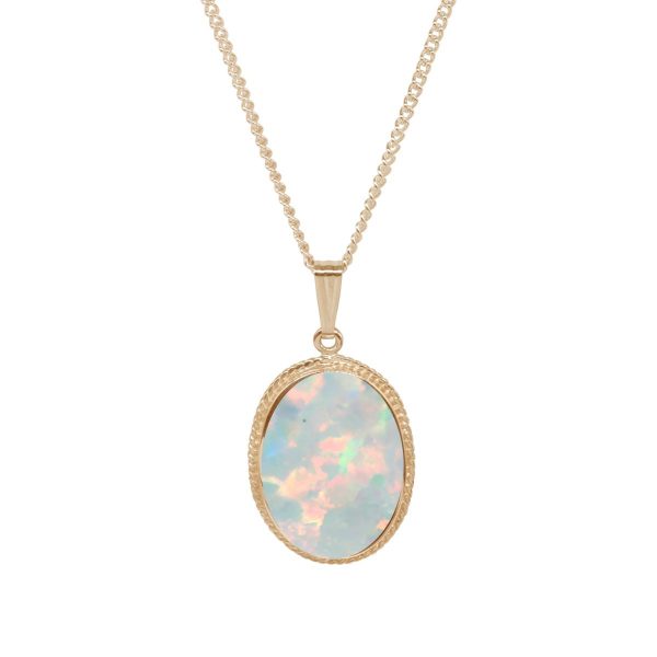 Yellow Gold Opalite Sun Ice Oval Pendant