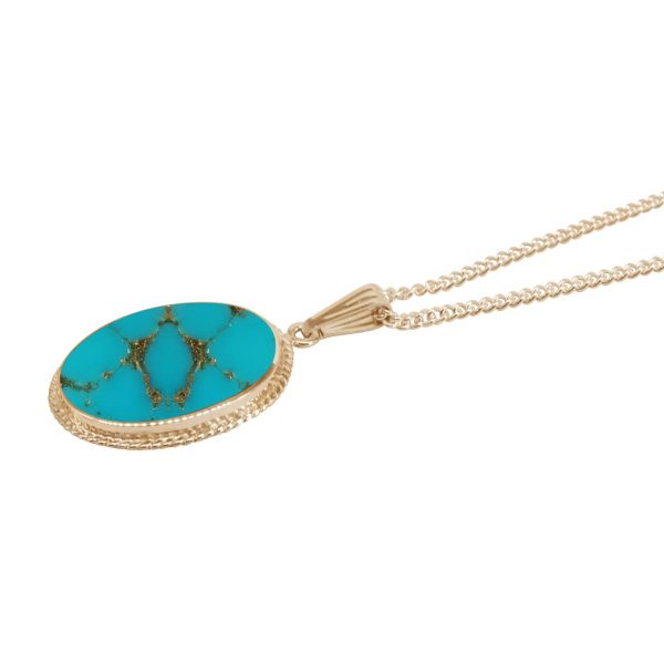 Yellow Gold Turquoise Oval Pendant