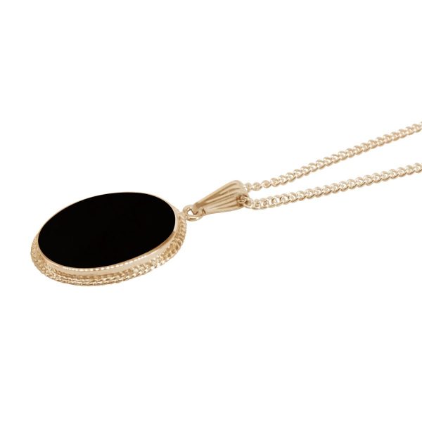 Yellow Gold Whitby Jet Oval Pendant