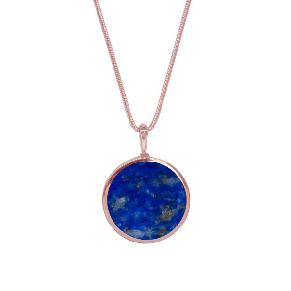 Rose Gold Lapis Round Double Sided Pendant