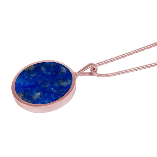 Rose Gold Lapis Round Double Sided Pendant