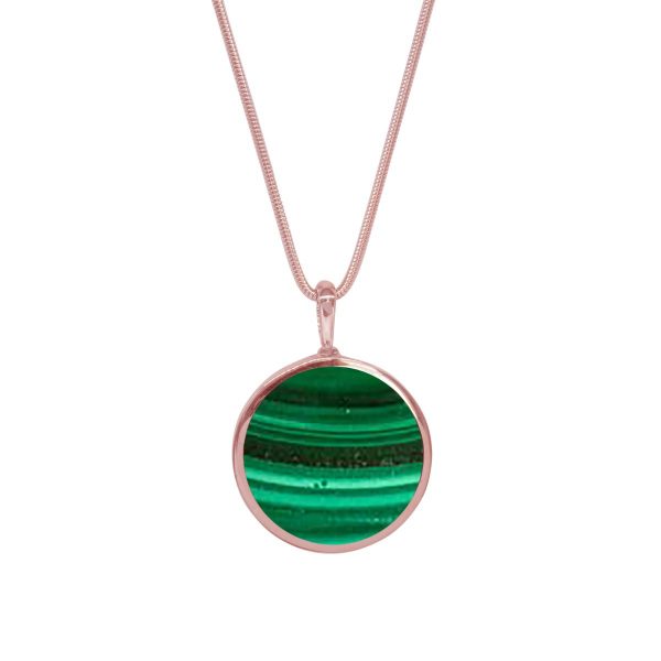 Rose Gold Malachite Round Double Sided Pendant