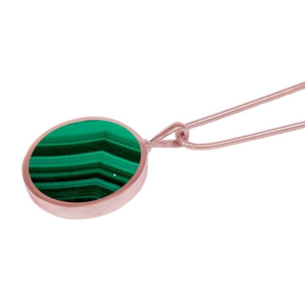 Rose Gold Malachite Round Double Sided Pendant