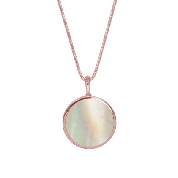 Rose Gold Mother of Pearl Round Double Sided Pendant