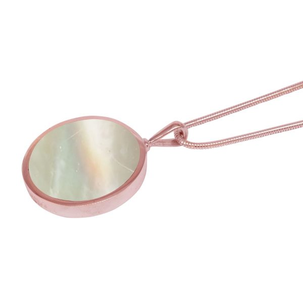 Rose Gold Mother of Pearl Round Double Sided Pendant