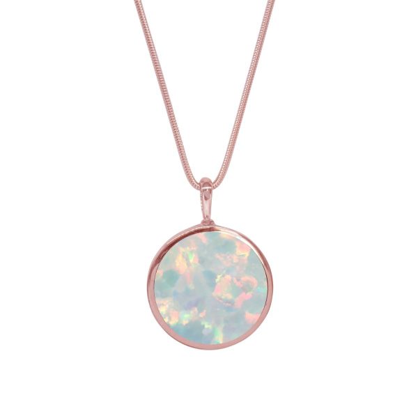 Rose Gold Opalite Sun Ice Round Double Sided Pendant
