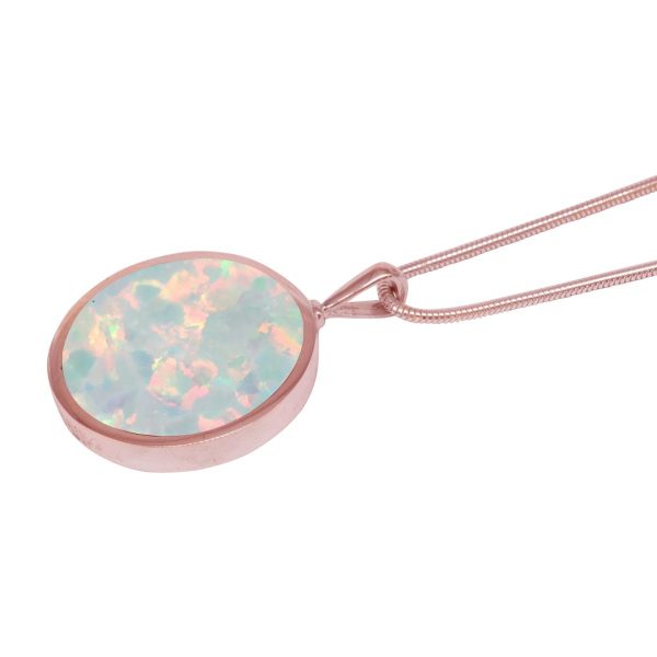 Rose Gold Opalite Sun Ice Round Double Sided Pendant