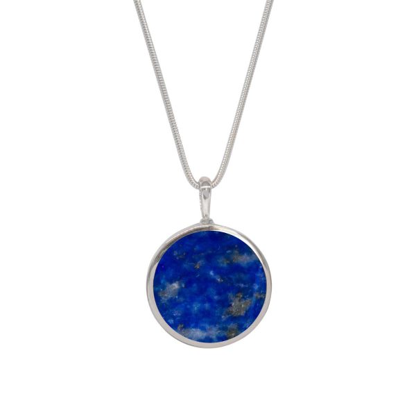 Silver Lapis Round Double Sided Pendant