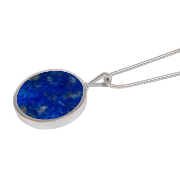 Silver Lapis Round Double Sided Pendant