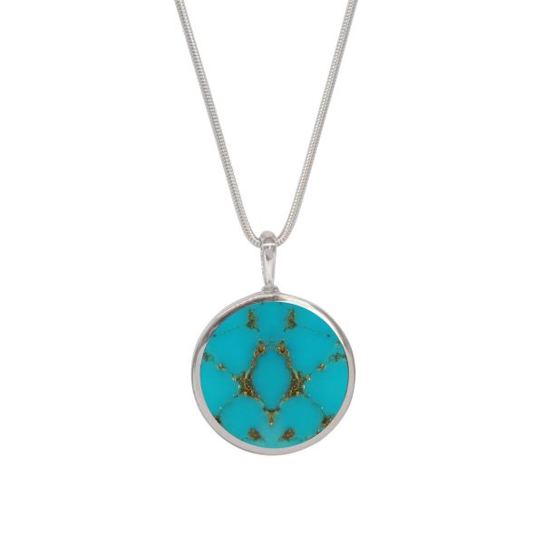 Silver Turquoise Round Double Sided Pendant