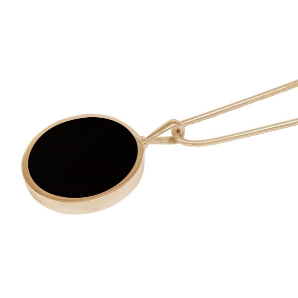 Yellow Gold Whitby Jet Round Double Sided Pendant