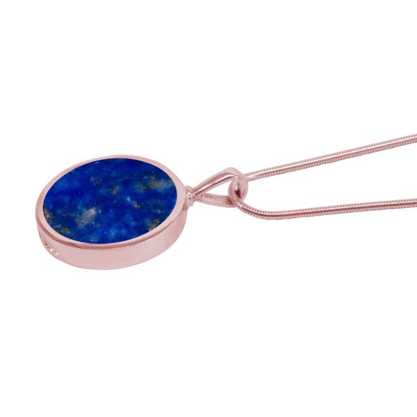 Rose Gold Lapis Round Double Sided Pendant