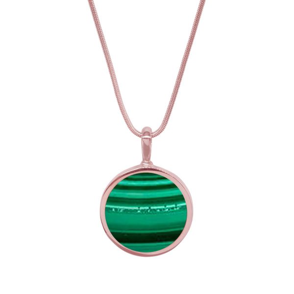 Rose Gold Malachite Round Double Sided Pendant