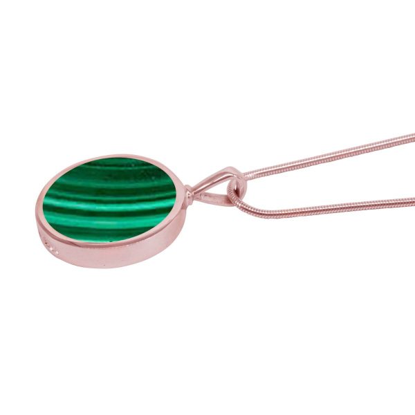 Rose Gold Malachite Round Double Sided Pendant