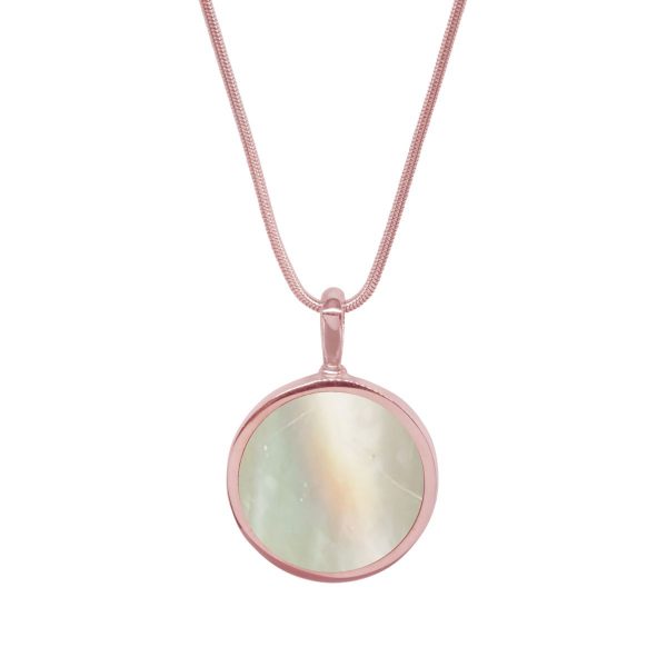 Rose Gold Mother of Pearl Round Double Sided Pendant