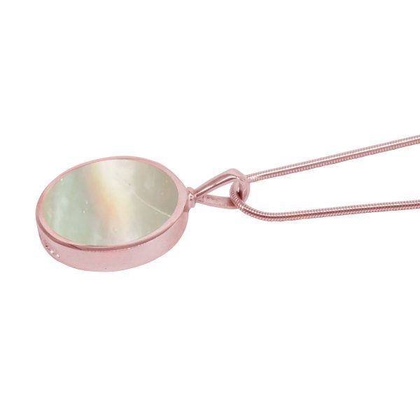 Rose Gold Mother of Pearl Round Double Sided Pendant