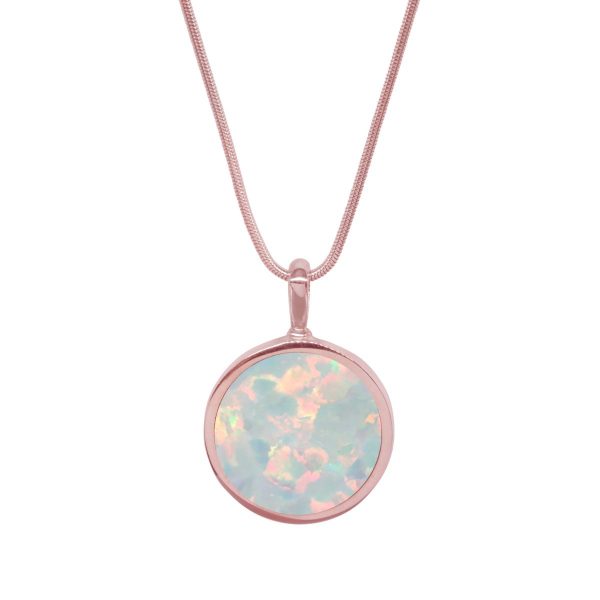 Rose Gold Opalite Sun Ice Round Double Sided Pendant