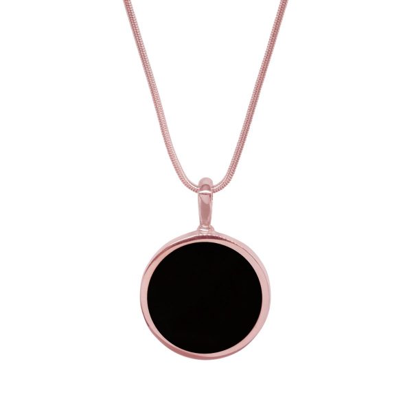 Rose Gold Whitby Jet Round Double Sided Pendant