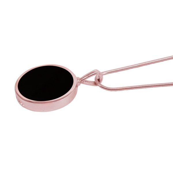 Rose Gold Whitby Jet Round Double Sided Pendant