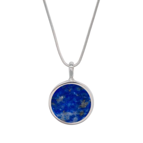 Silver Lapis Round Double Sided Pendant