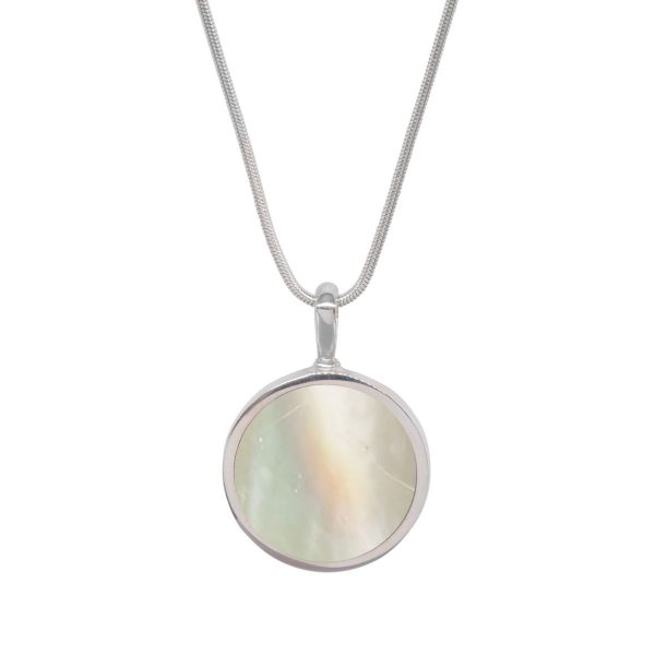 Silver Mother of Pearl Round Double Sided Pendant