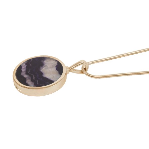 Yellow Gold Blue John Round Double Sided Pendant