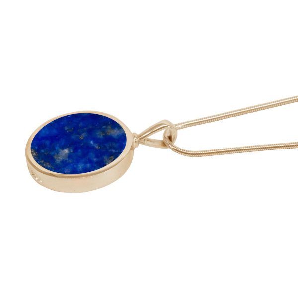 Yellow Gold Lapis Round Double Sided Pendant