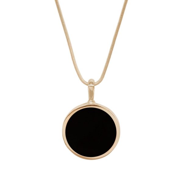 Yellow Gold Whitby Jet Round Double Sided Pendant