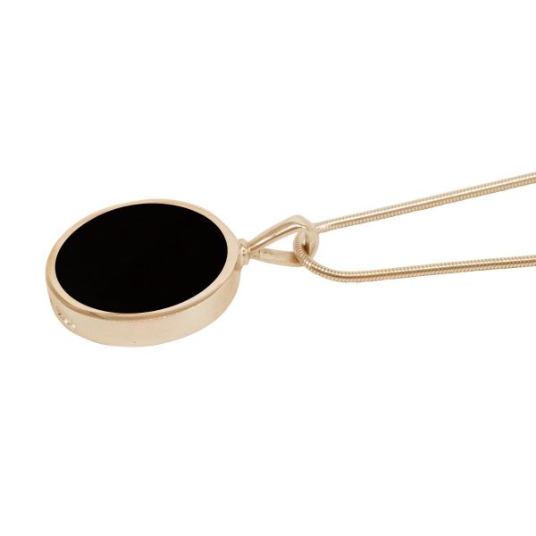 Yellow Gold Whitby Jet Round Double Sided Pendant