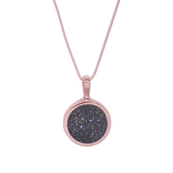 Rose Gold Blue John Round Double Sided Pendant