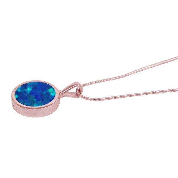 Rose Gold Cobalt Blue Cobalt Round Double Sided Pendant