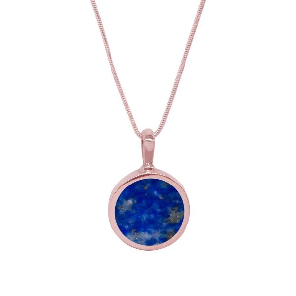 Rose Gold Lapis Round Double Sided Pendant