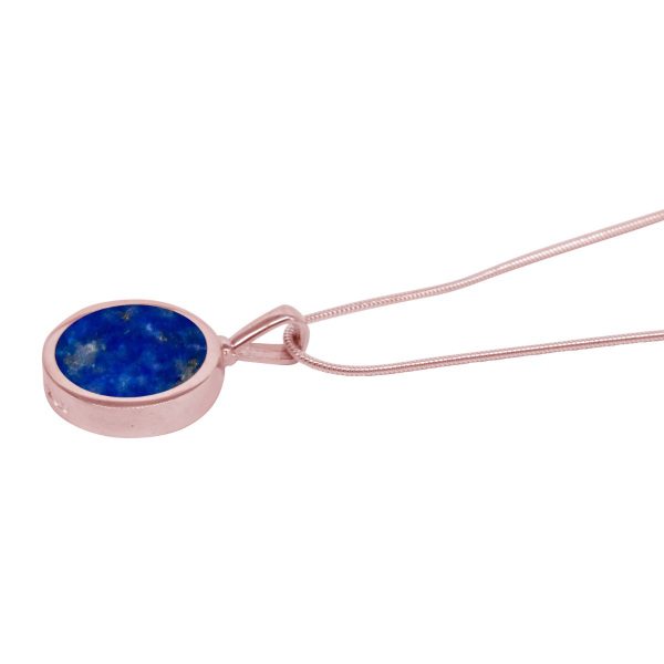 Rose Gold Lapis Round Double Sided Pendant