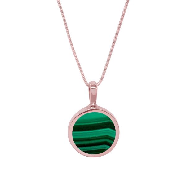 Rose Gold Malachite Round Double Sided Pendant