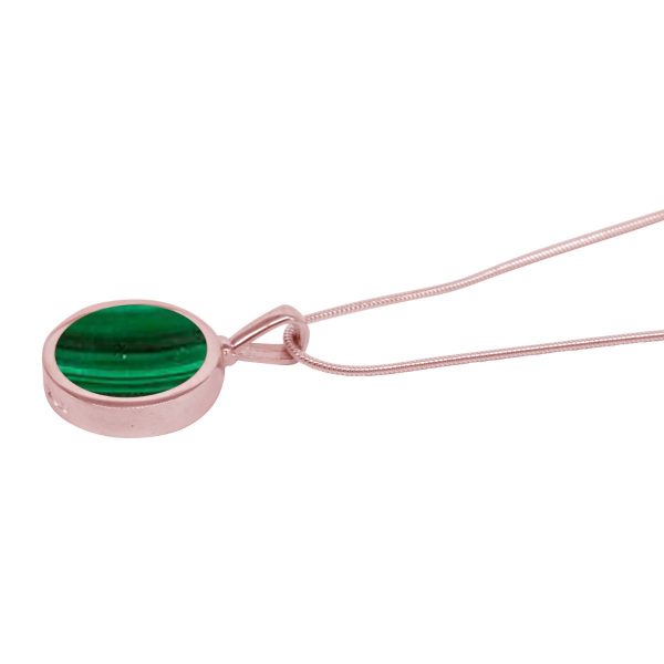 Rose Gold Malachite Round Double Sided Pendant